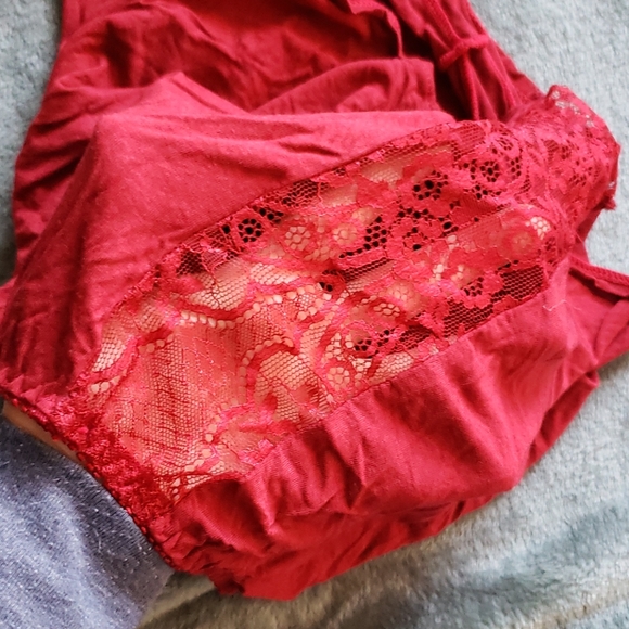 MAROON coloured cami and shorts PJ set - Picture 3 of 6